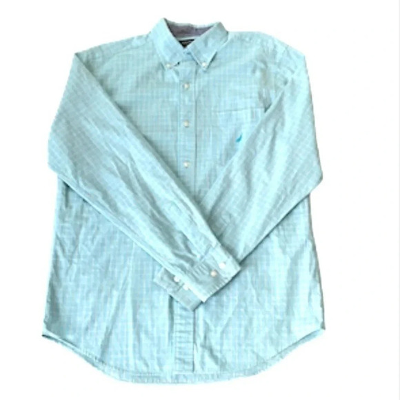 Nautica slim fit men’s long sleeved button down Checked Mint green Size Medium - Picture 13 of 13